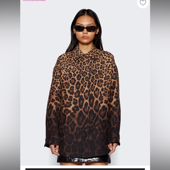 Valentino Garavani Leopard Print Button Down Shirt size 44 Italian sizing